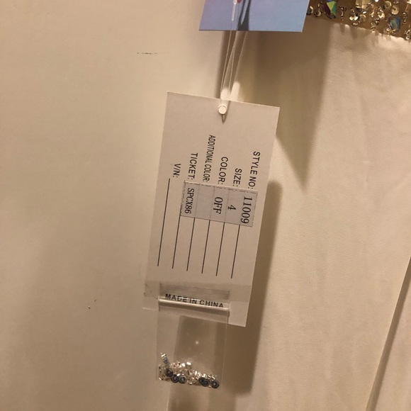 White Blush Sequined Prom Dress - Picture 6 of 6